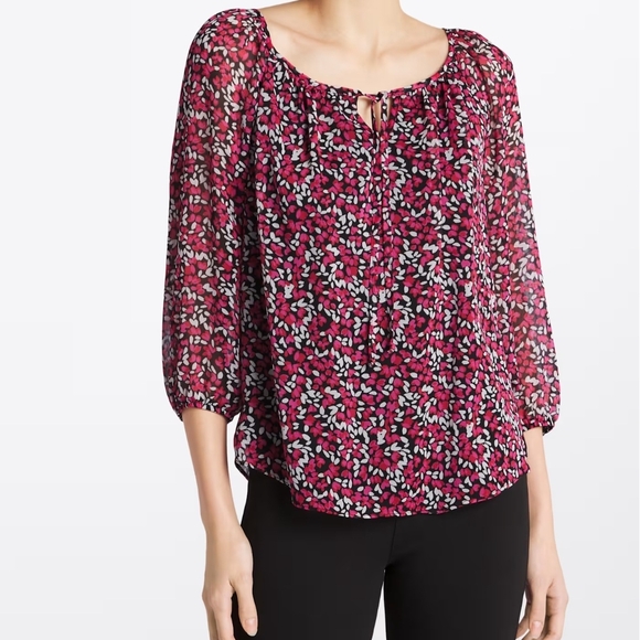 Keyhole 3/4 Sleeve Blouse - Picture 1 of 3